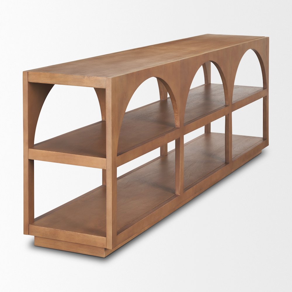 Bela Large Arched Console Table Medium Brown Wood. Picture 4