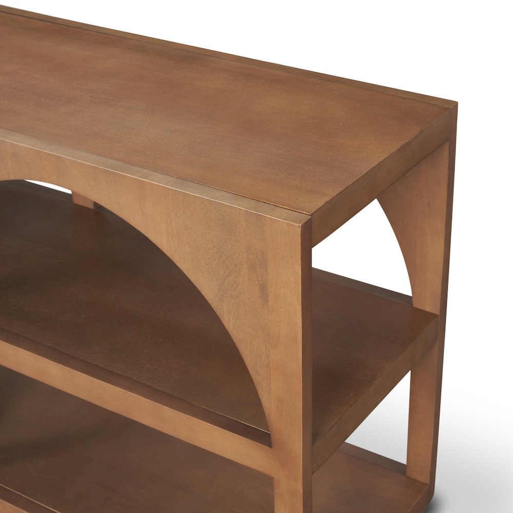 Bela Large Arched Console Table Medium Brown Wood. Picture 5