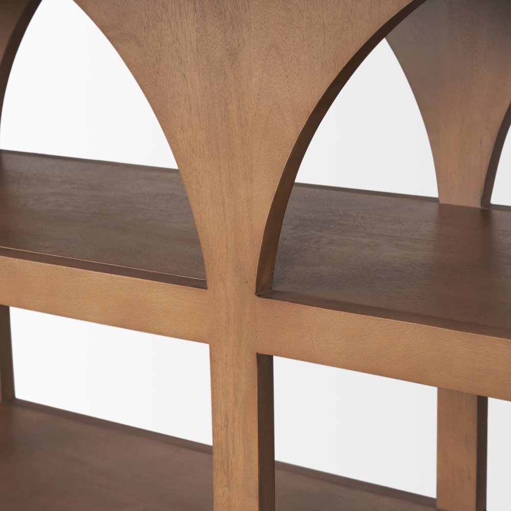 Bela Large Arched Console Table Medium Brown Wood. Picture 6