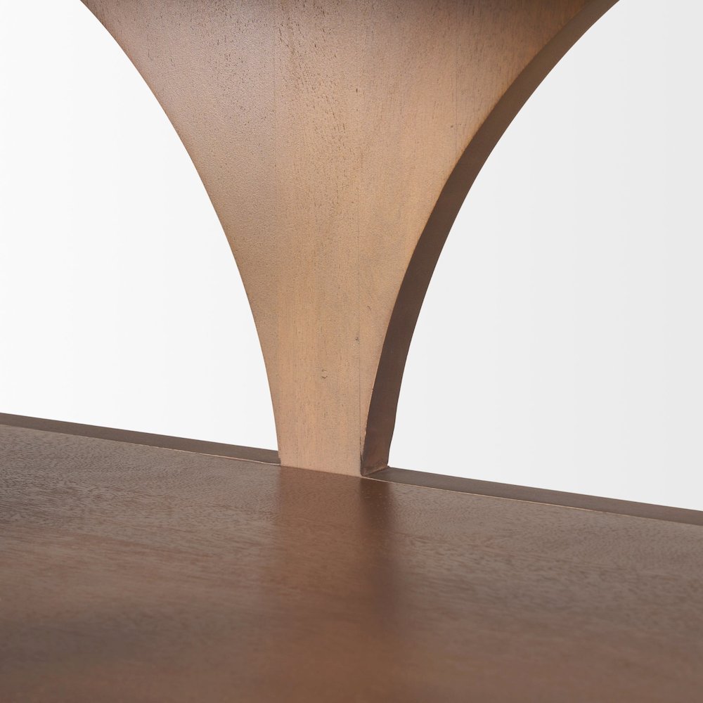 Bela Large Arched Console Table Medium Brown Wood. Picture 7