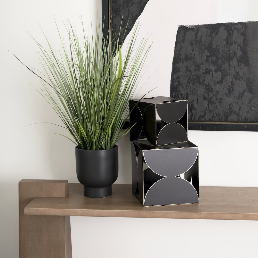 Darren (Small) 6L x 6W Black Metal Decorative Cube. Picture 7