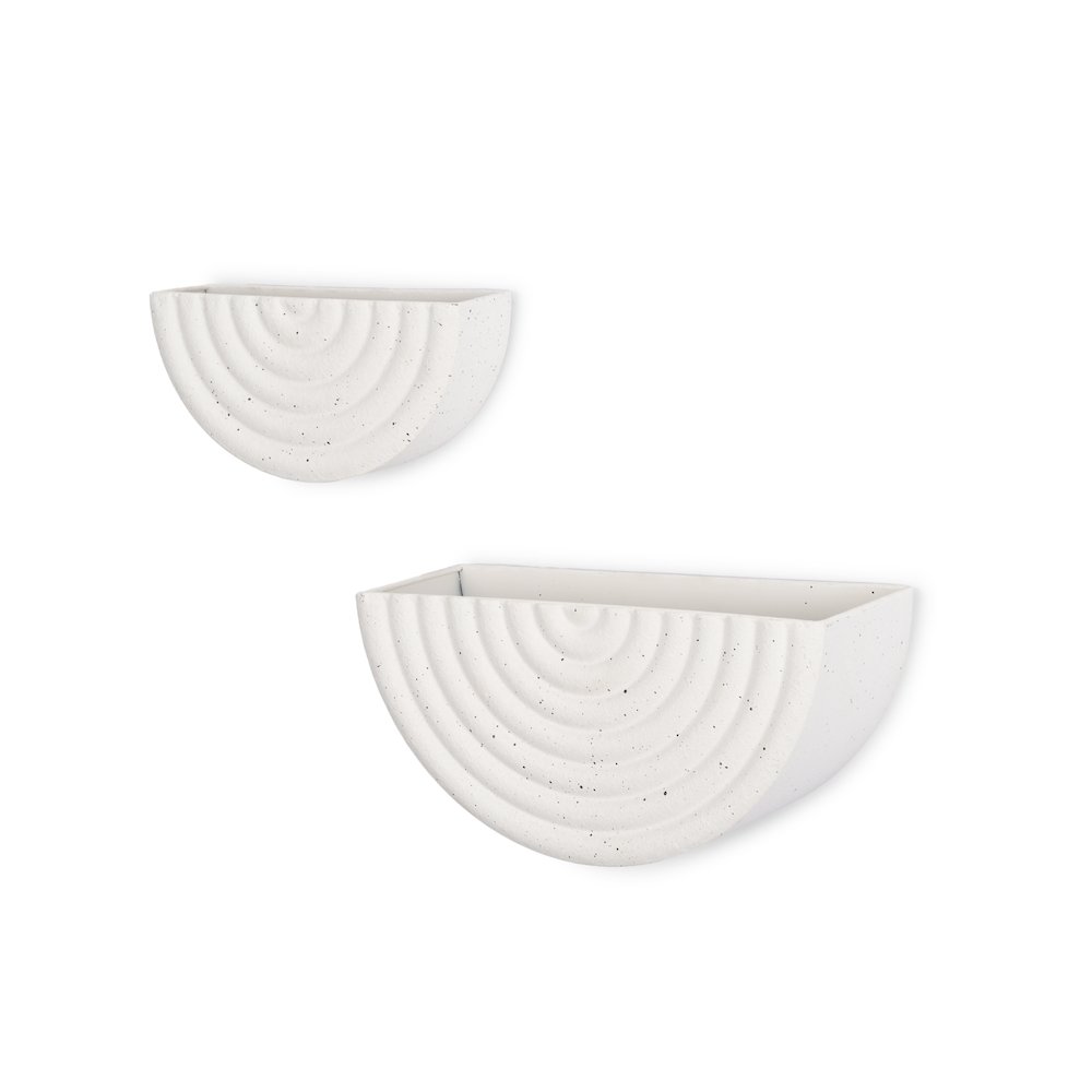 Shilo Matte White Metal Hanging Wall Planter (Set of 2). Picture 1