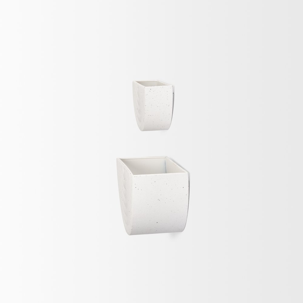 Shilo Matte White Metal Hanging Wall Planter (Set of 2). Picture 2