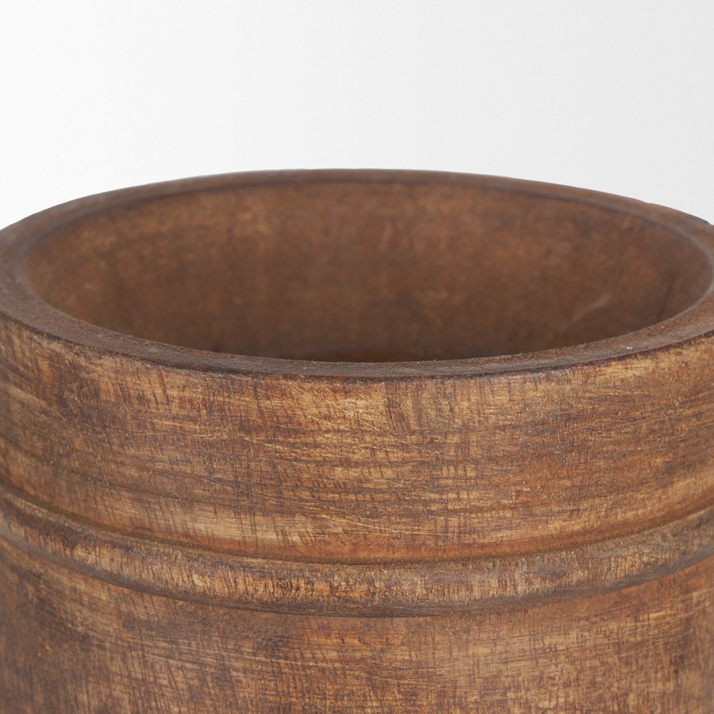 Porta Large Medium Brown Reclaimed Wooden Pot. Picture 3