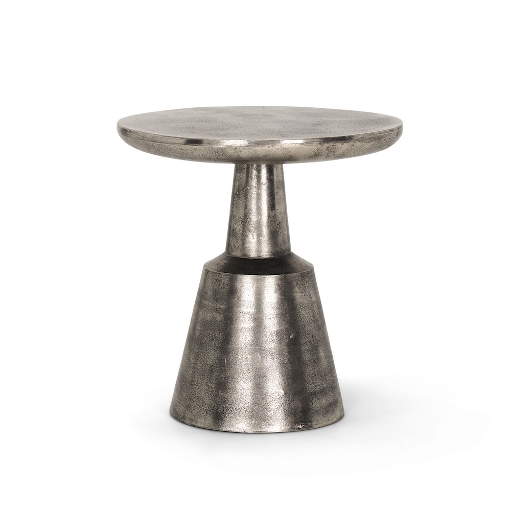 Bobbi Textured Polished Nickel Cast Aluminum Metal Accent Table. Picture 1