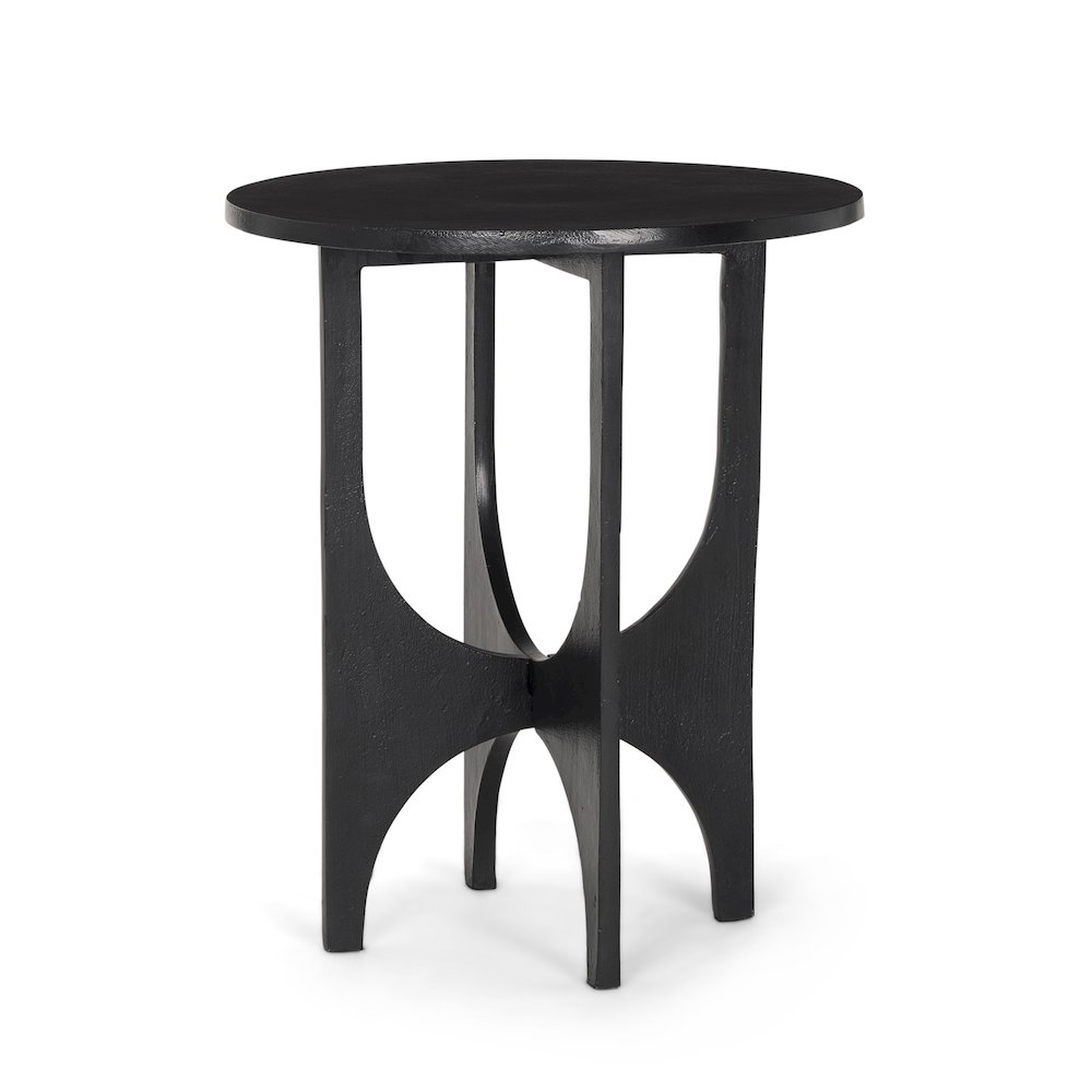 Sobi Textured Matte Black Round Metal Accent Table. Picture 1