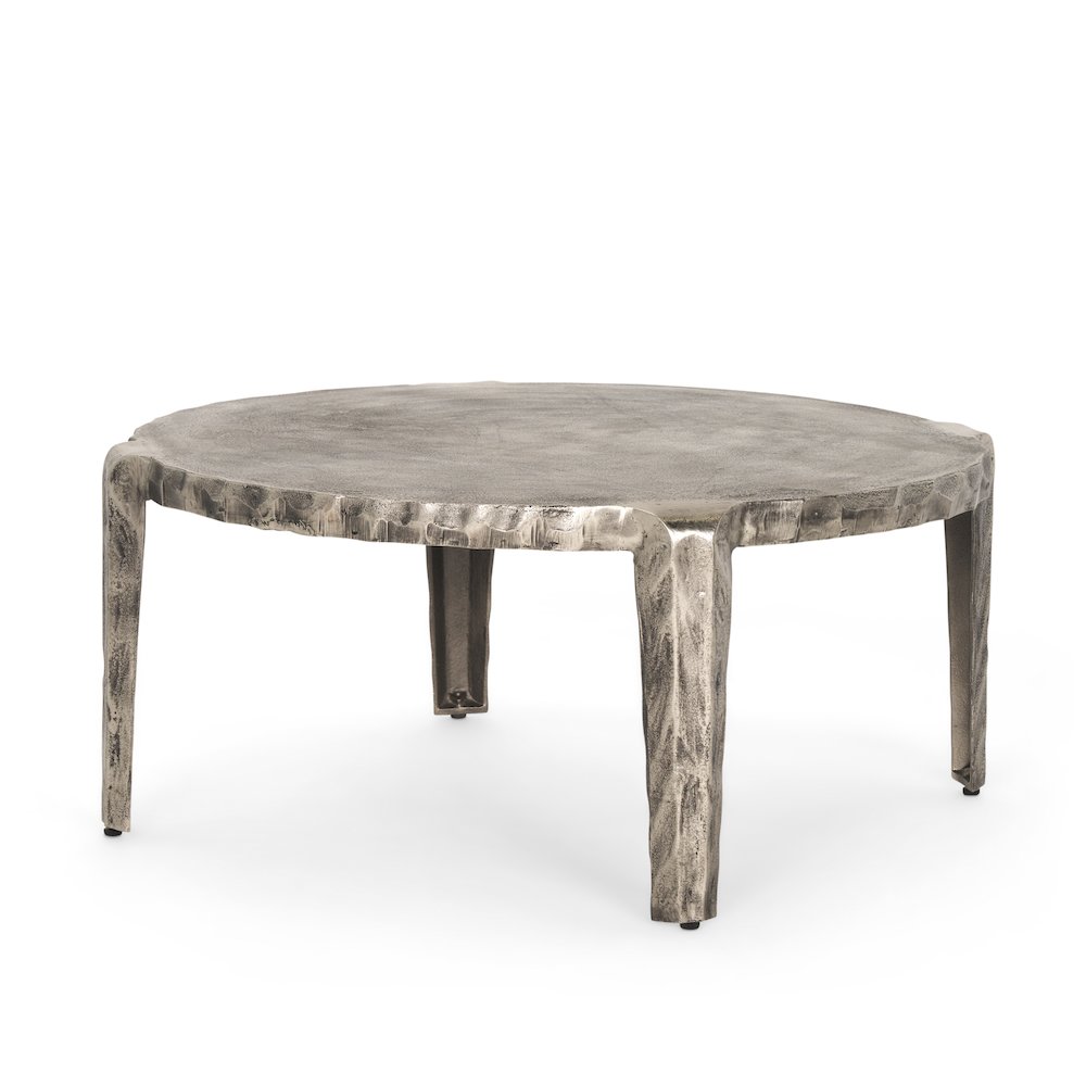 Randy Silver Nickel Cast Aluminum Metal Coffee Table. Picture 1