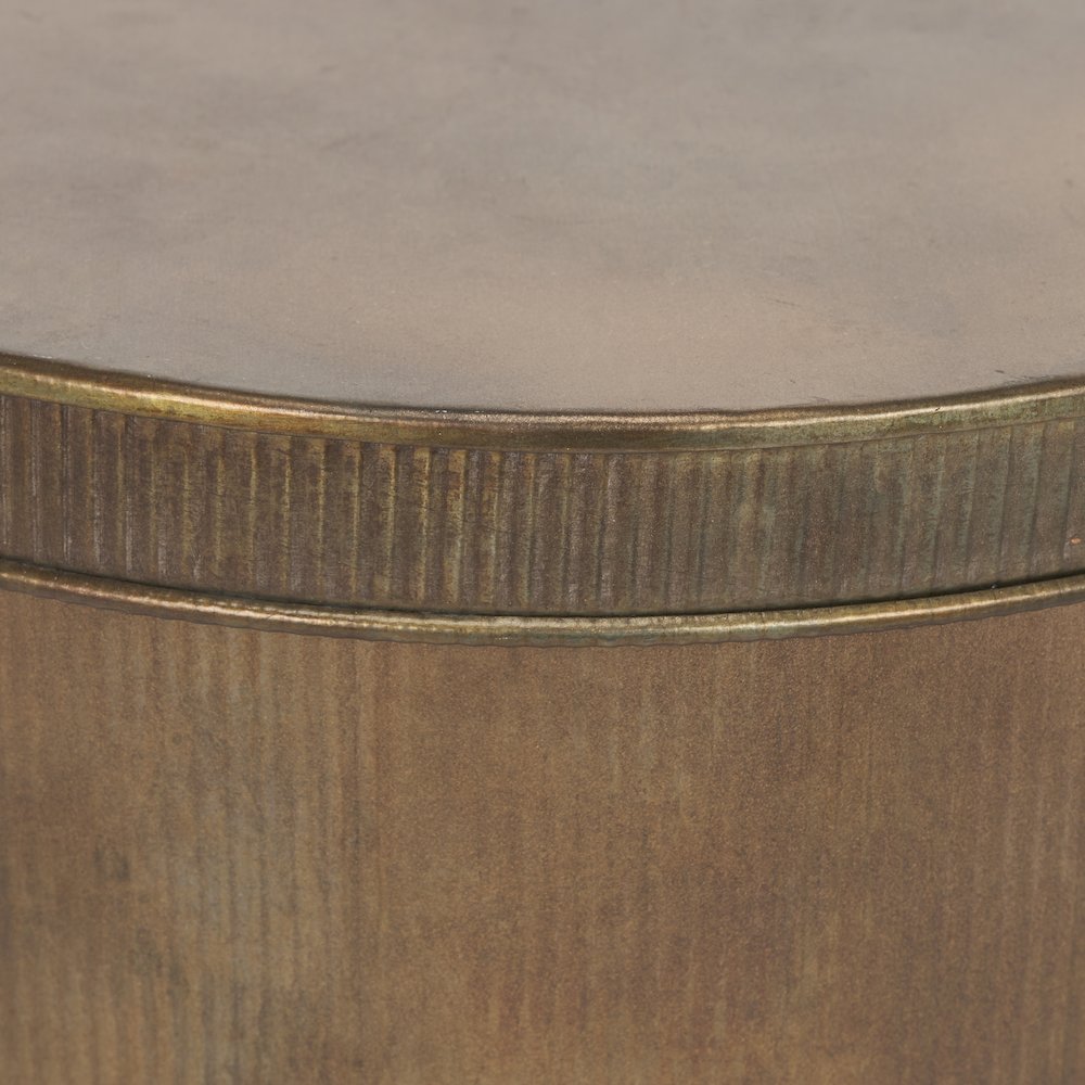 Josephine Round Antique Gold Metal Box (Set of 2). Picture 4