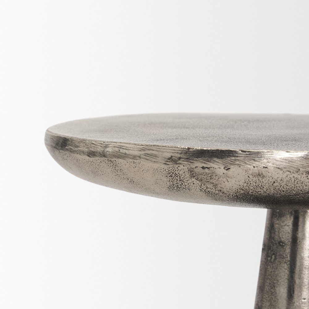 Bobbi Textured Polished Nickel Cast Aluminum Metal Accent Table. Picture 4