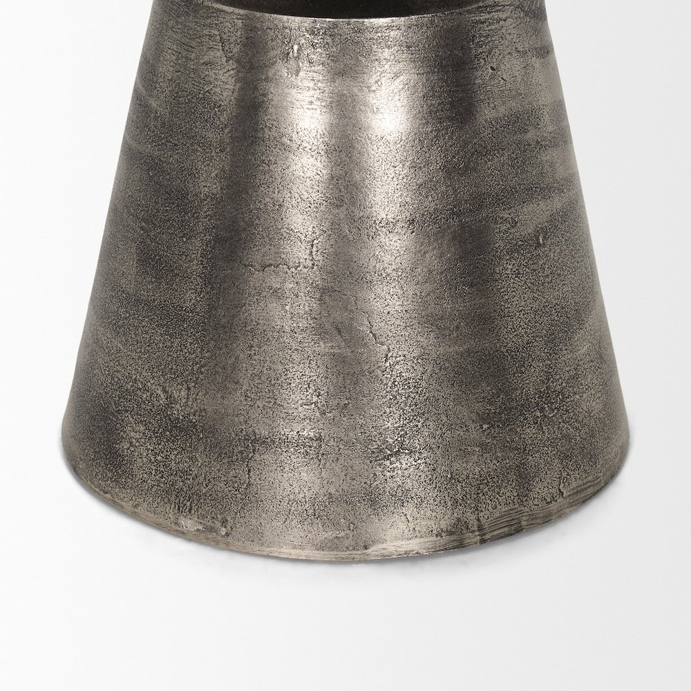 Bobbi Textured Polished Nickel Cast Aluminum Metal Accent Table. Picture 6