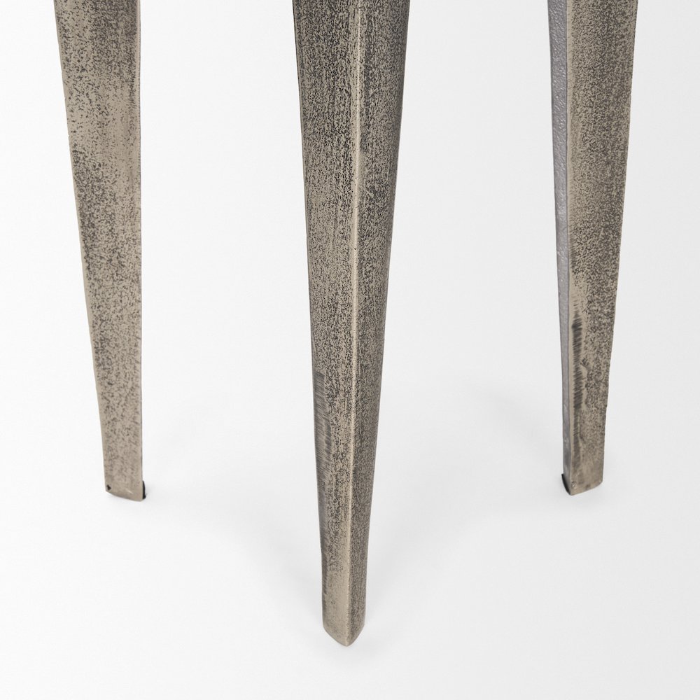 Maggie Textured Silver Nickel Cast Aluminum Metal Accent Table. Picture 5