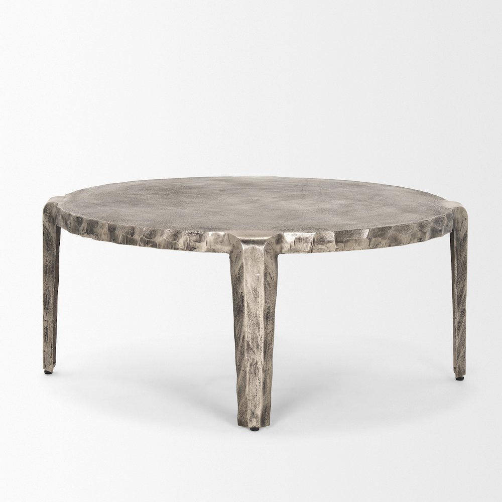 Randy Silver Nickel Cast Aluminum Metal Coffee Table. Picture 2