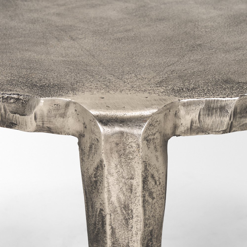 Randy Silver Nickel Cast Aluminum Metal Coffee Table. Picture 3