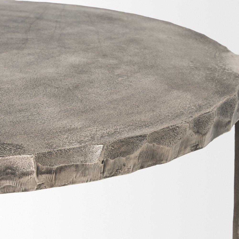 Randy Silver Nickel Cast Aluminum Metal Coffee Table. Picture 4