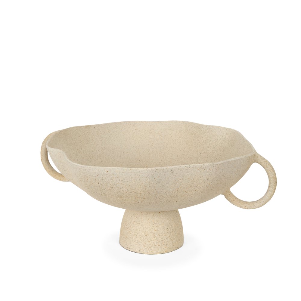 Radka Beige Textured Large Metal Decorative Bowl. Picture 1