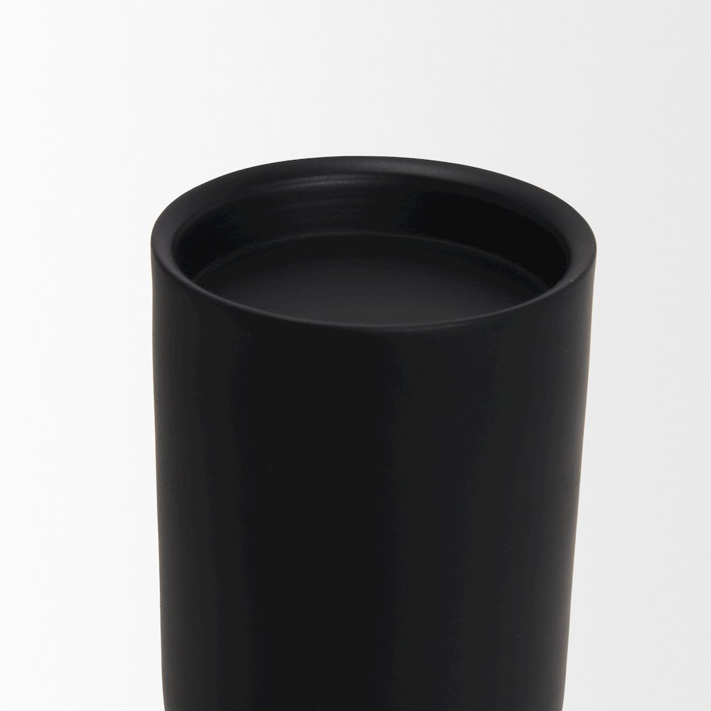 Qamra Short Black Metal Pillar Candle Holder. Picture 3