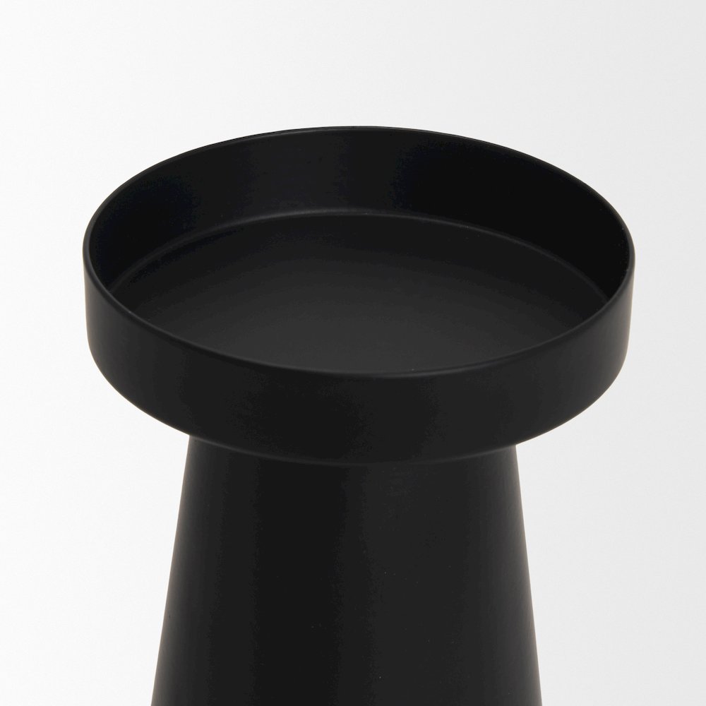 Quadir Tall Matte Black Metal Candle Holder. Picture 2