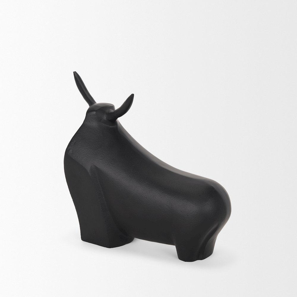 Radu Large Matte Black Metal Bull Decorative Object. Picture 2