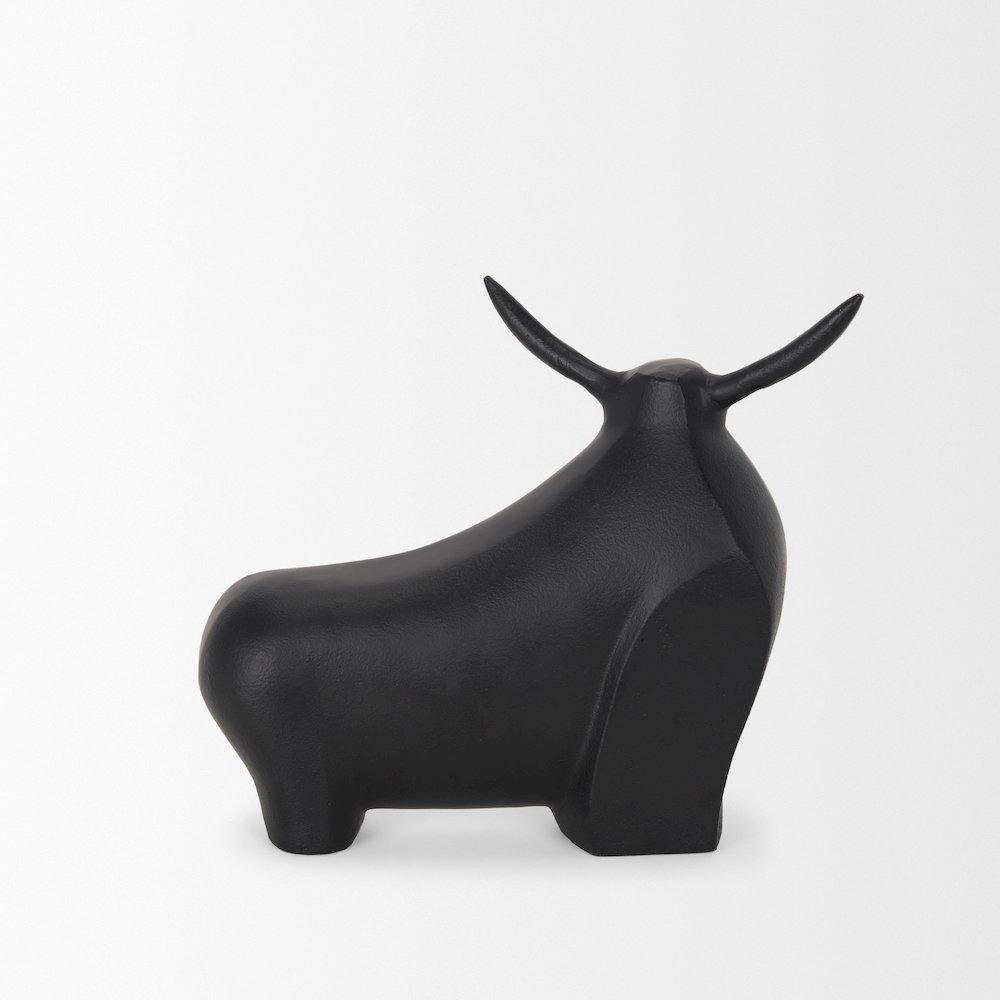 Radu Large Matte Black Metal Bull Decorative Object. Picture 4