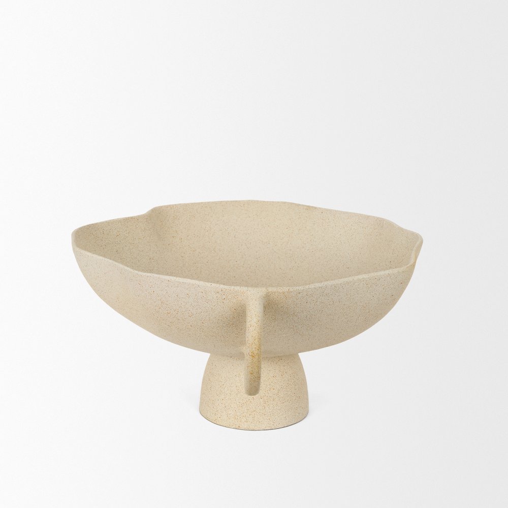 Radka Beige Textured Large Metal Decorative Bowl. Picture 3