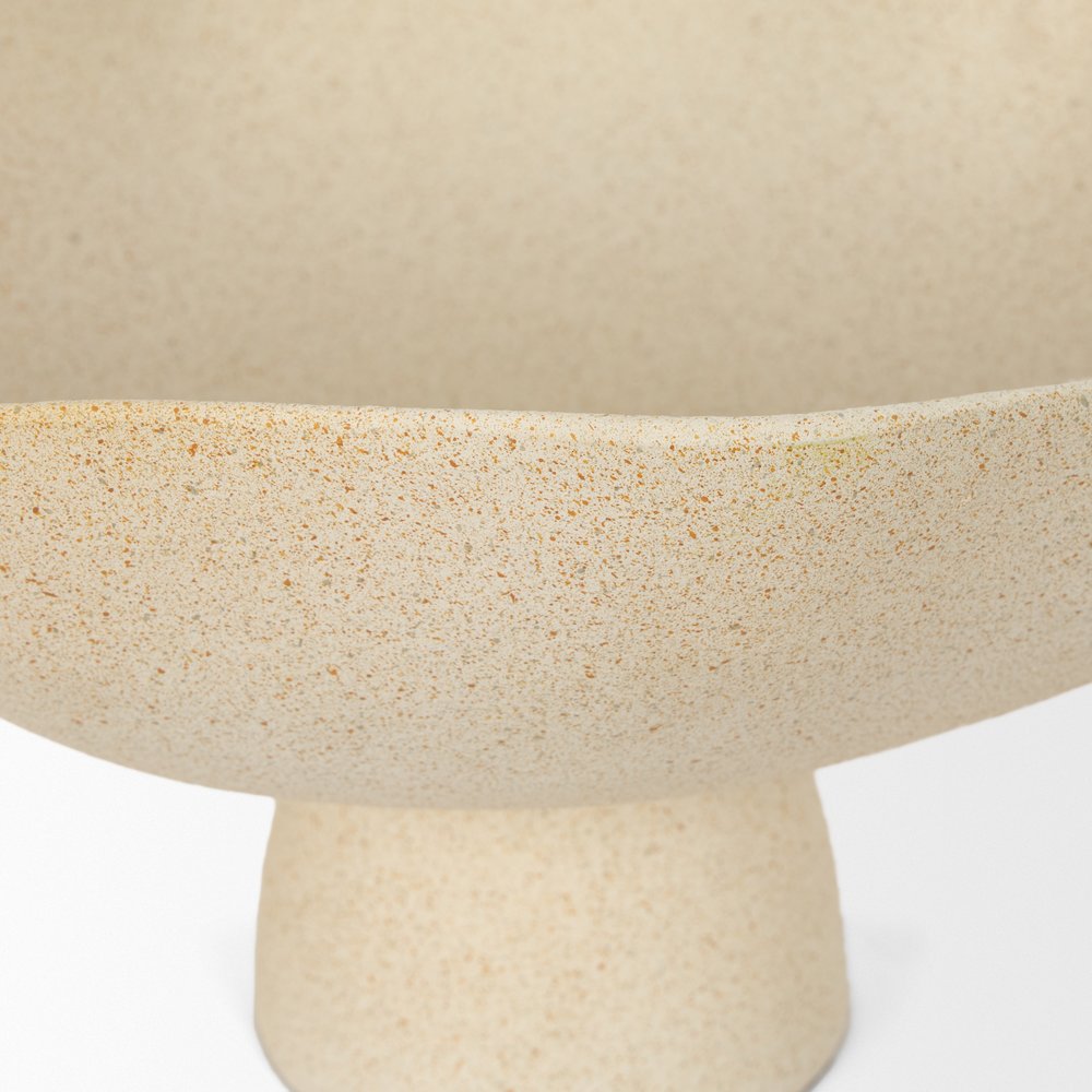 Radka Beige Textured Large Metal Decorative Bowl. Picture 5
