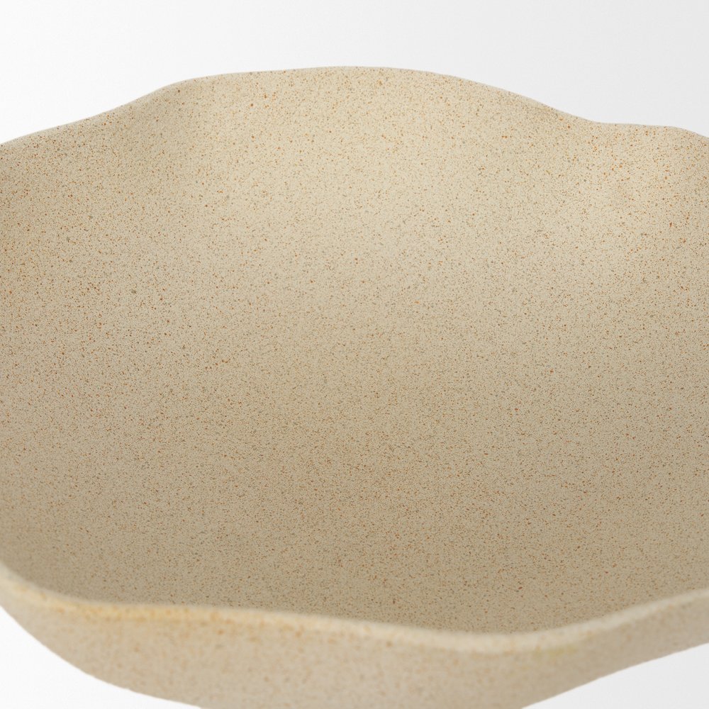 Radka Beige Textured Large Metal Decorative Bowl. Picture 6