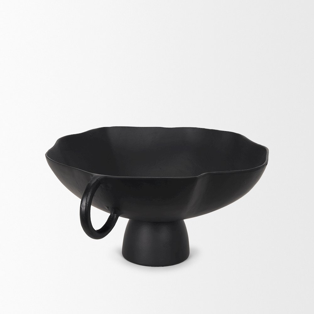 Radka Large Matte Black Metal Decorative Bowl. Picture 4
