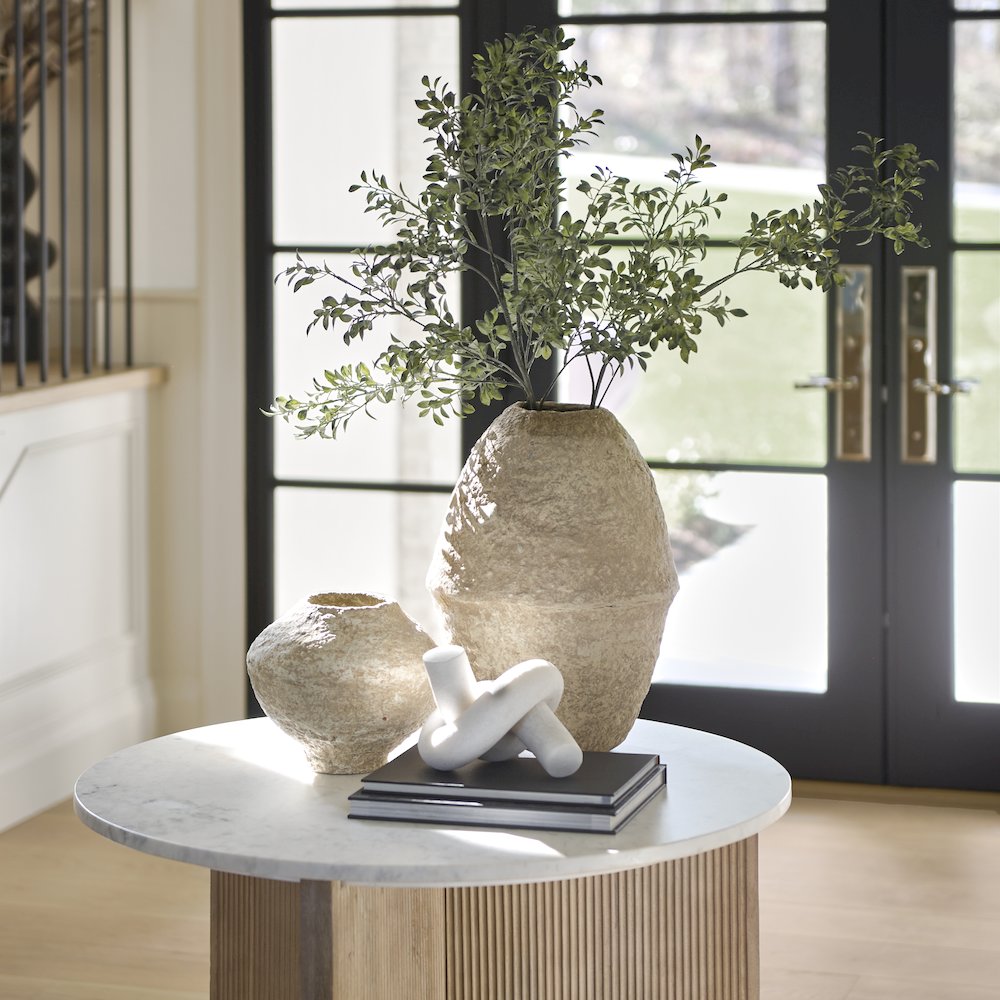 Rundal Large Beige Paper Mache Vase. Picture 9