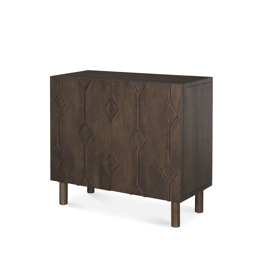 Heera Dark Brown Diamond Motif w/ Shelf Accent Cabinet. Picture 1