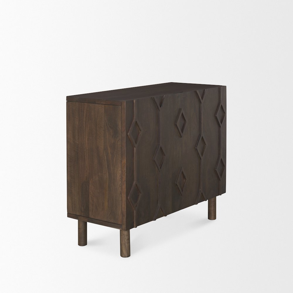 Heera Dark Brown Diamond Motif w/ Shelf Accent Cabinet. Picture 4