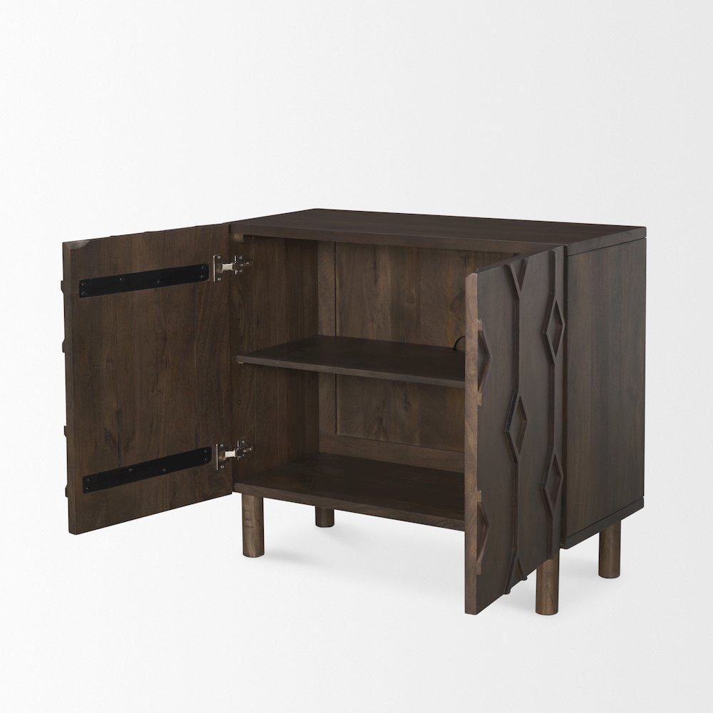 Heera Dark Brown Diamond Motif w/ Shelf Accent Cabinet. Picture 5