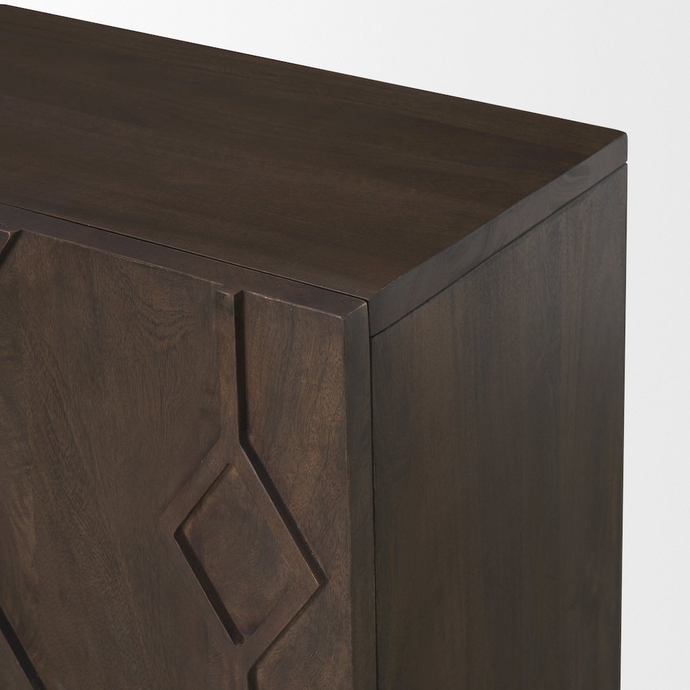 Heera Dark Brown Diamond Motif w/ Shelf Accent Cabinet. Picture 6