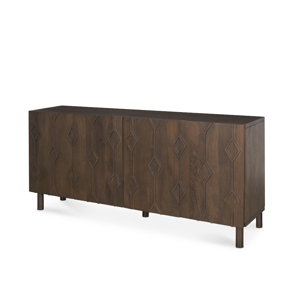 Heera Dark Brown Diamond Motif w/ Shelf Sideboard. Picture 1