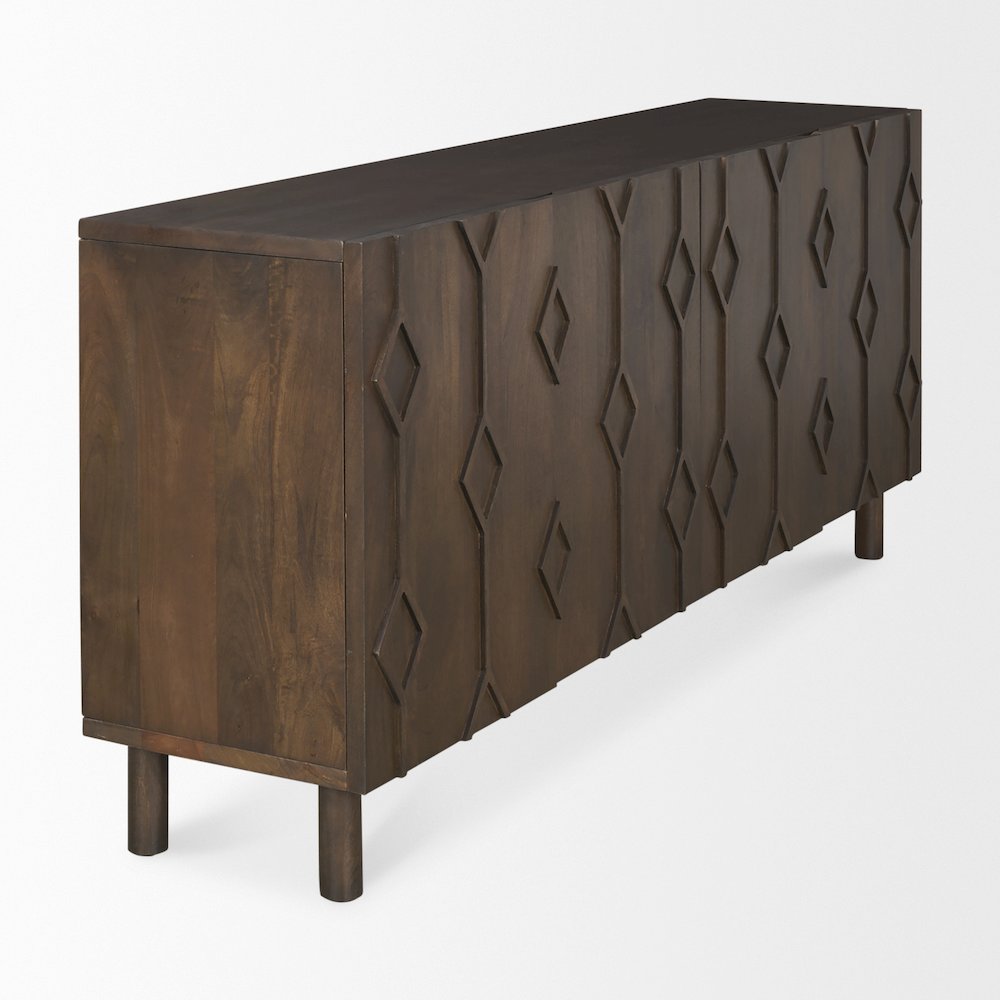 Heera Dark Brown Diamond Motif w/ Shelf Sideboard. Picture 4