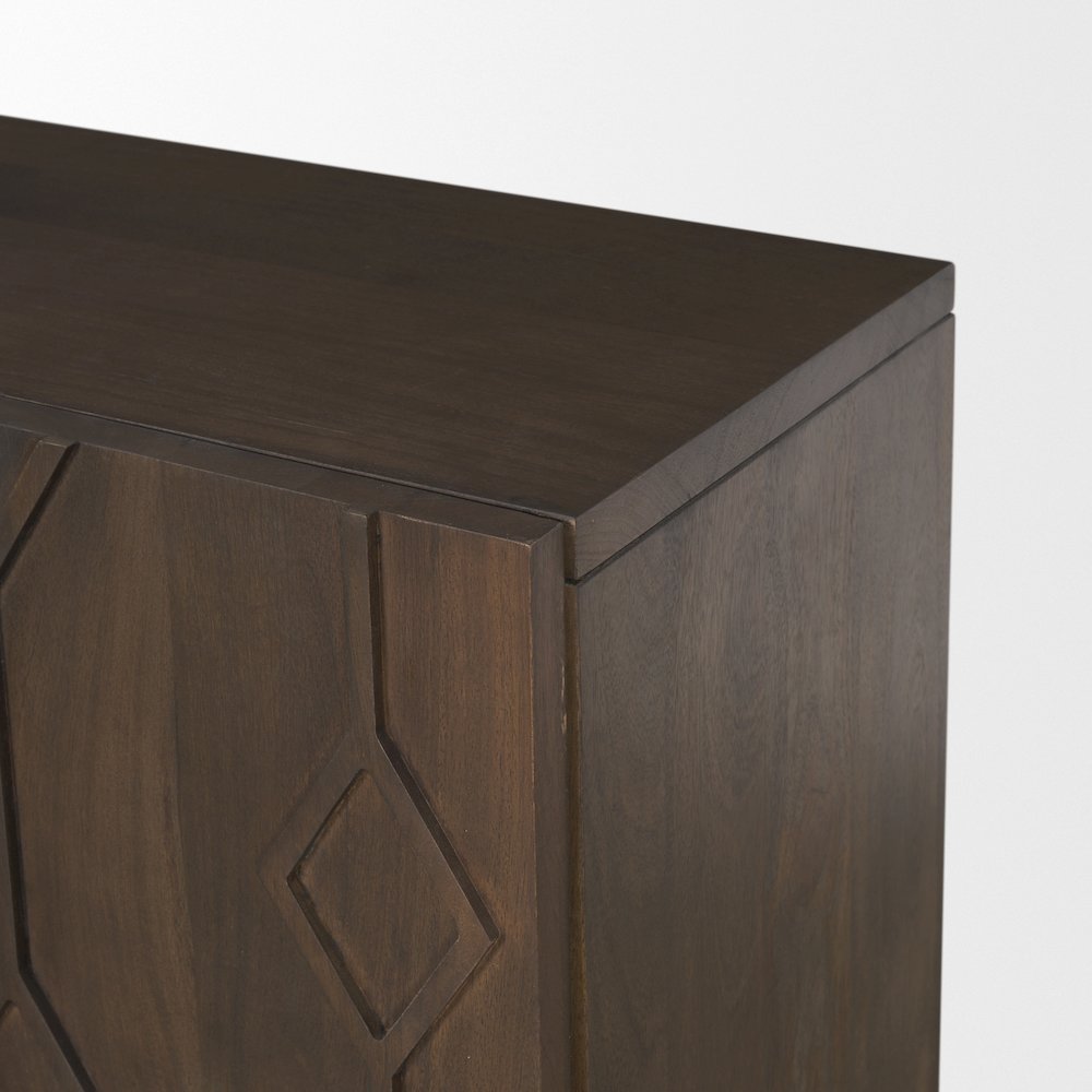 Heera Dark Brown Diamond Motif w/ Shelf Sideboard. Picture 6