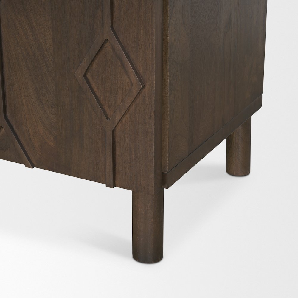 Heera Dark Brown Diamond Motif w/ Shelf Sideboard. Picture 10