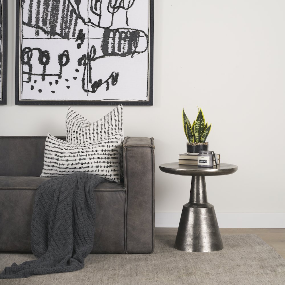 Bobbi Textured Polished Nickel Cast Aluminum Metal Accent Table. Picture 7