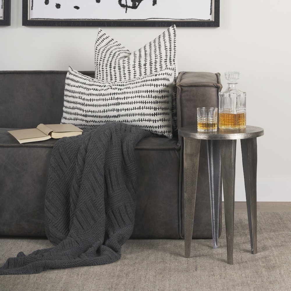 Maggie Textured Silver Nickel Cast Aluminum Metal Accent Table. Picture 6