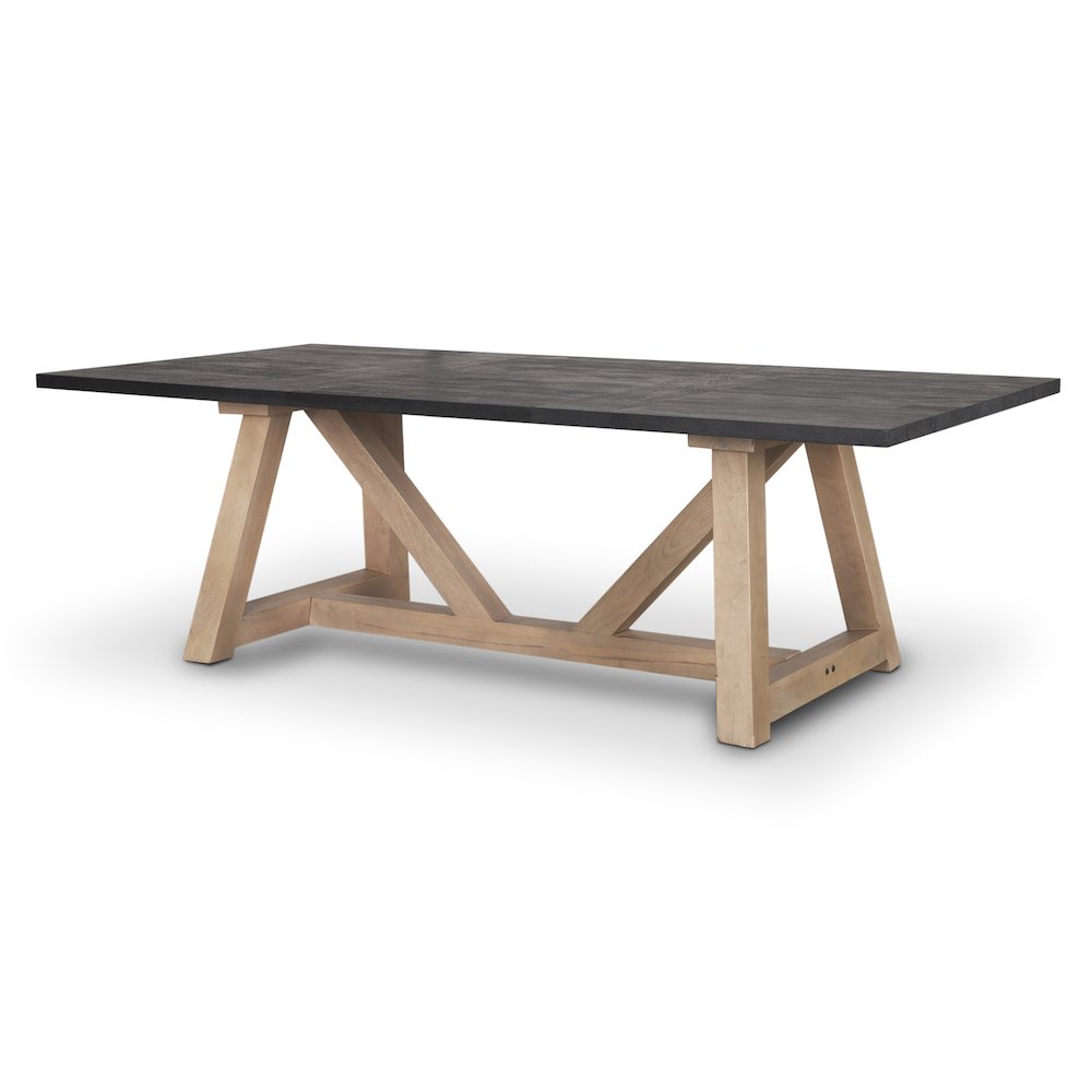 Rialto Rectangular Two-Tone Black and Brown Solid Wood Dining Table. Picture 1