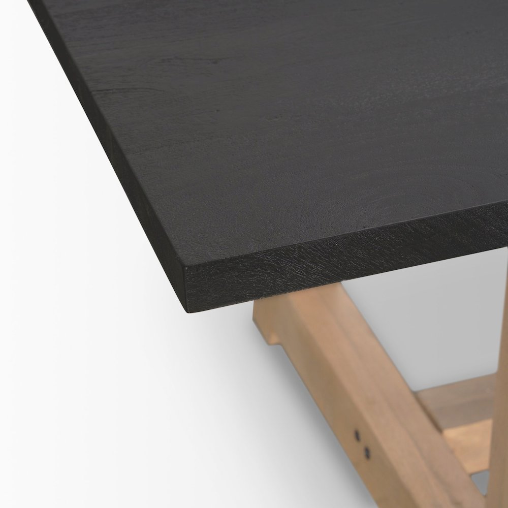 Rialto Rectangular Two-Tone Black and Brown Solid Wood Dining Table. Picture 5