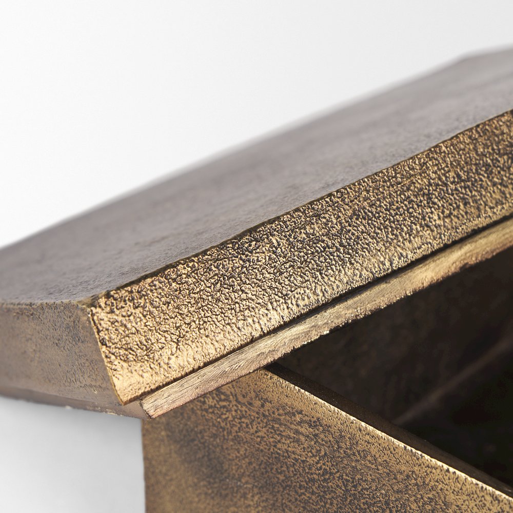 Porschia Large Antiqued Gold Metal Decorative Box. Picture 7