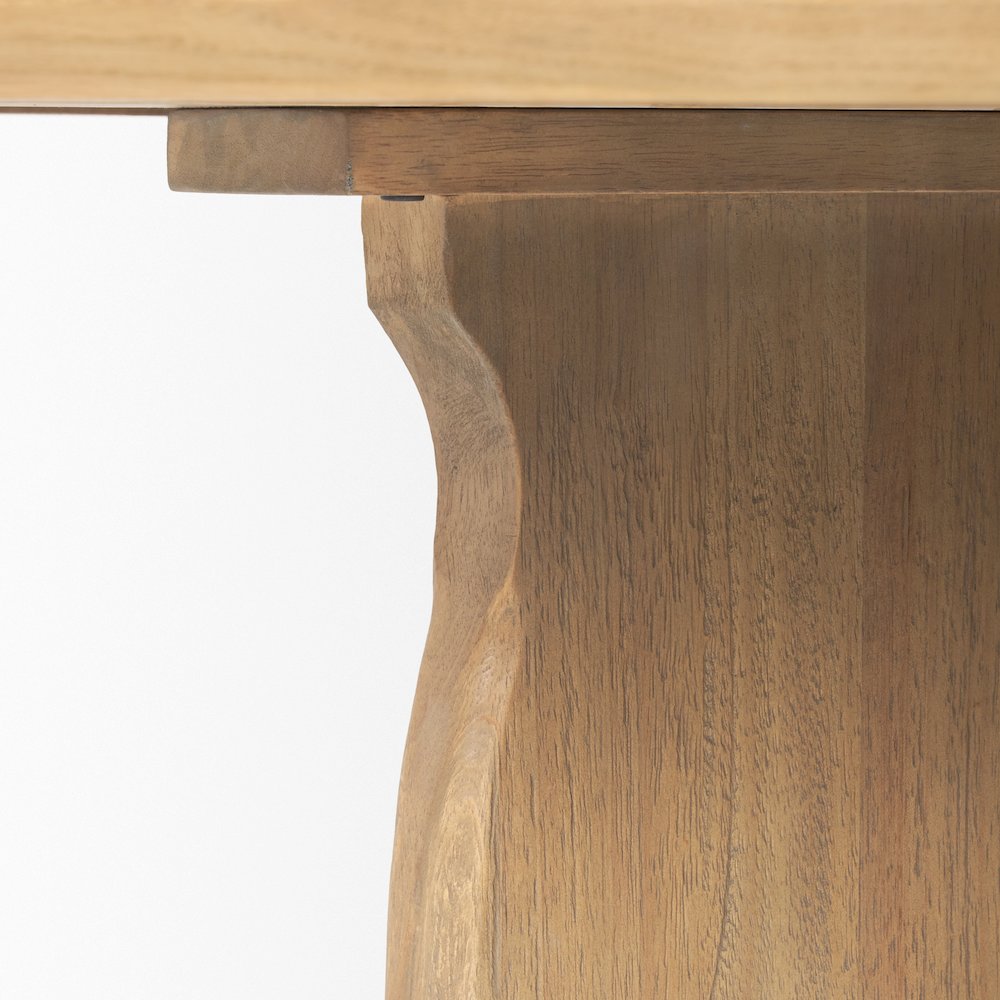 SonomBrown Solid Rubber Wood Round Oak Tabletop Dining Table. Picture 8