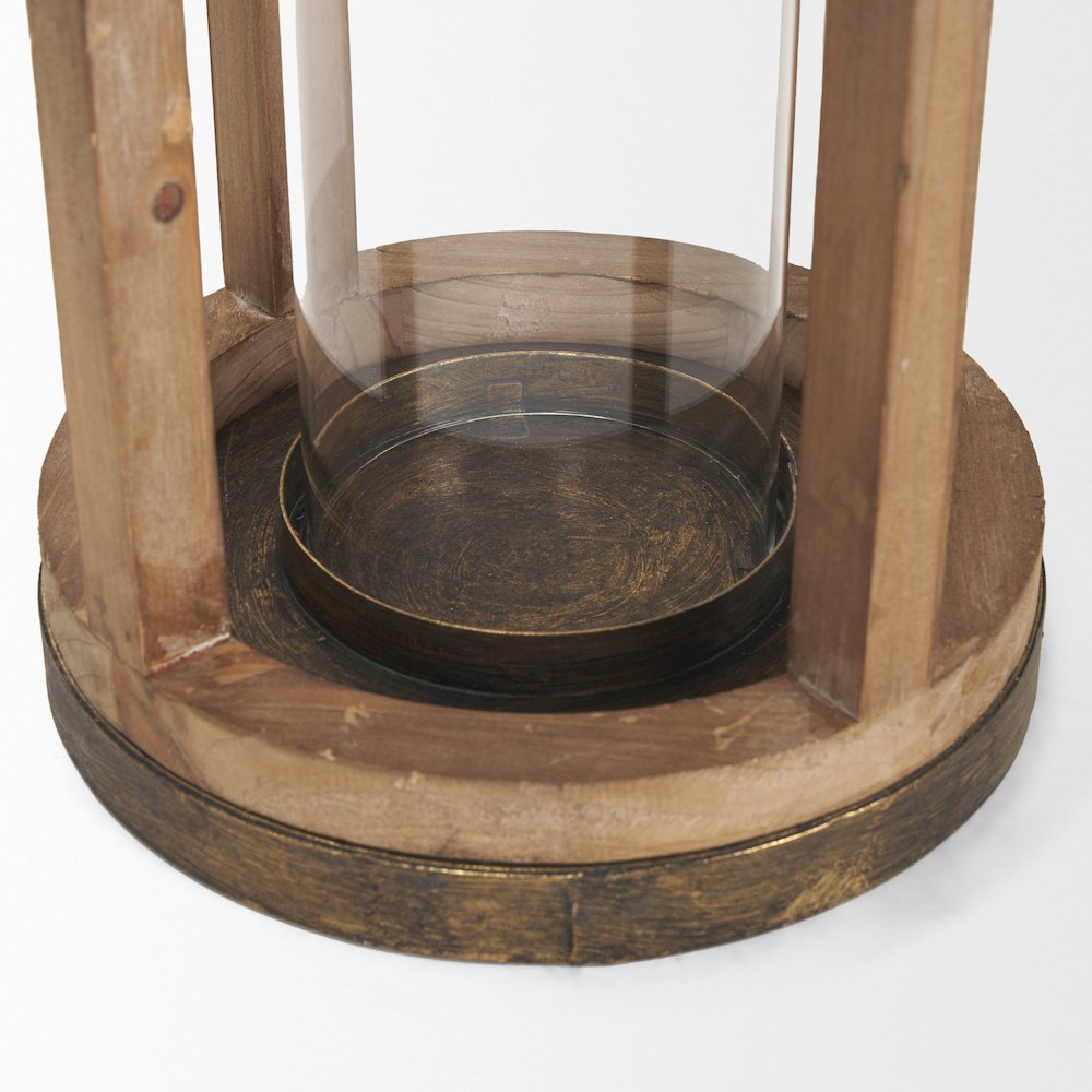 Andy I Large Natural Wood Cylindrical Lantern. Picture 7