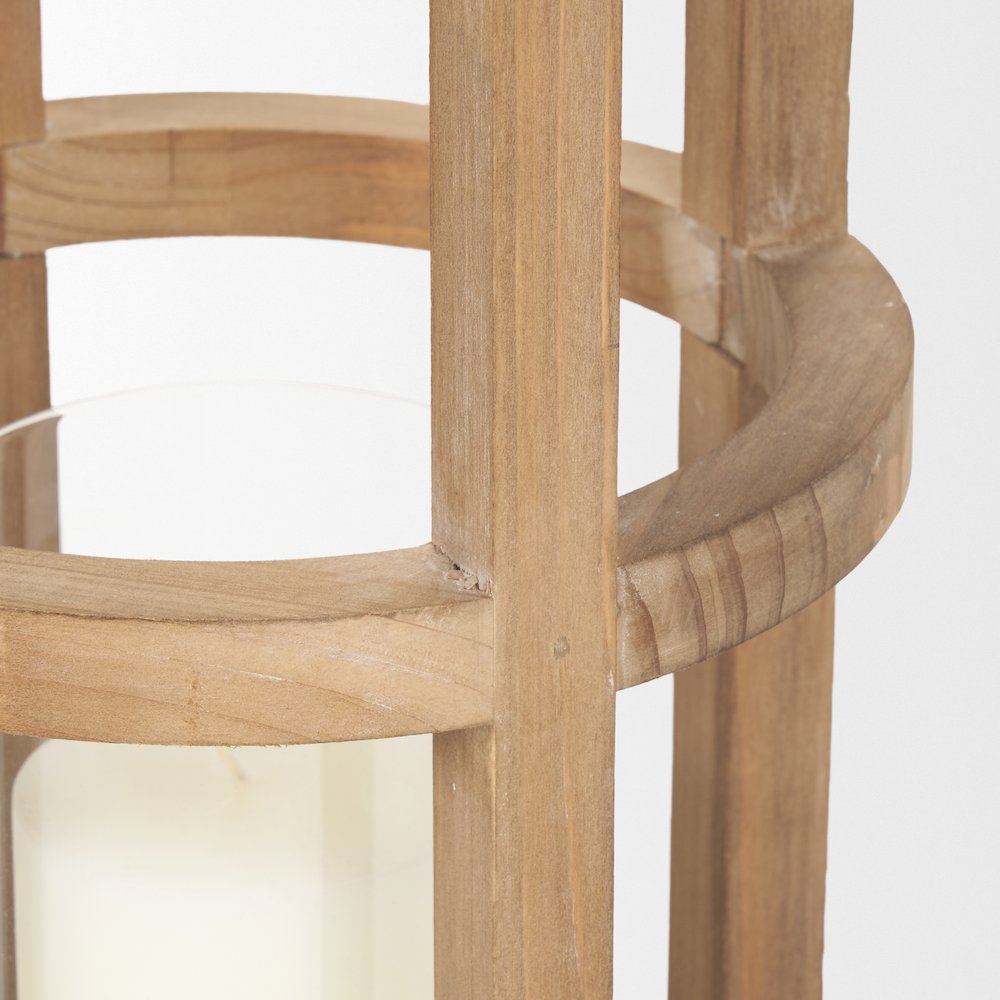 Andy II Small Natural Wood Cylindrical Lantern. Picture 6