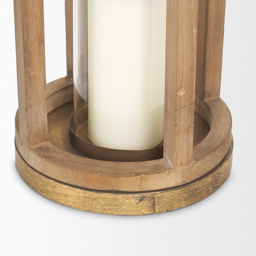 Andy II Small Natural Wood Cylindrical Lantern. Picture 7