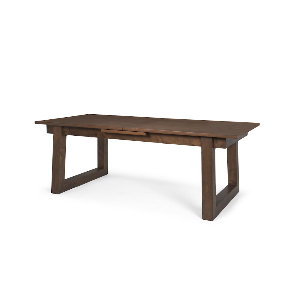 Takota Dark Brown Rectangular Oak Wood Birch Wood Legs Extendable Dining Table. Picture 1