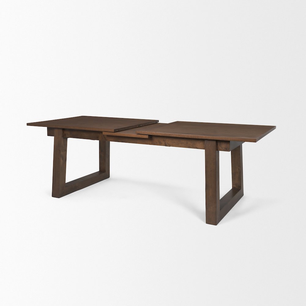Takota Dark Brown Rectangular Oak Wood Birch Wood Legs Extendable Dining Table. Picture 12