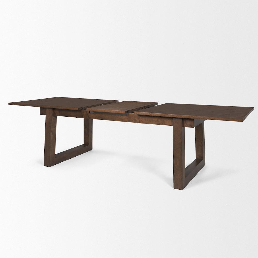 Takota Dark Brown Rectangular Oak Wood Birch Wood Legs Extendable Dining Table. Picture 13