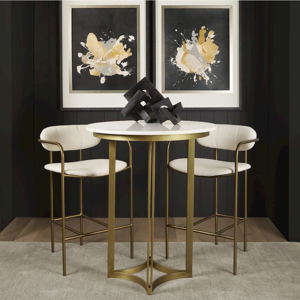 Tanner Marble & Gold Metal Bistro Table. Picture 3