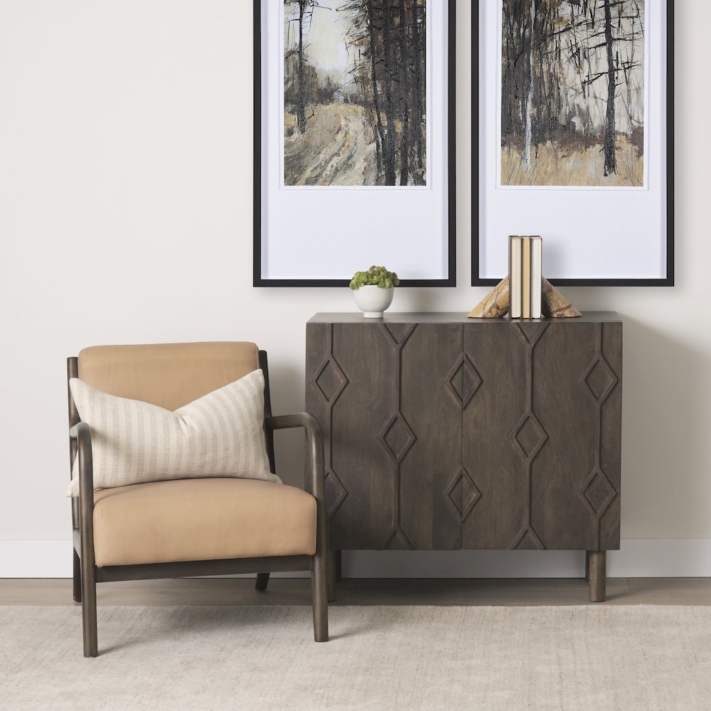 Heera Dark Brown Diamond Motif w/ Shelf Accent Cabinet. Picture 11